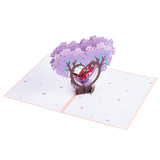 Pop Up Card 3D Popup Greeting Cards with Purple Heart Tree Love Birds Flower Pop Up Anniversary Card