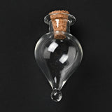 10 pcs Teardrop Glass Cork Bottles Ornament, Glass Empty Wishing Bottles, DIY Vials for Pendant Decorations, Clear, 3.6cm