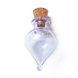 10 pcs Teardrop Glass Cork Bottles Ornament, Glass Empty Wishing Bottles, DIY Vials for Pendant Decorations, Lilac, 3.6cm