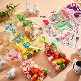 1 Bag 100Pcs 10.6x5inch Easter Theme Pattern Treat Bags, 10 Styles Rectangle OPP Plastic Treat Bags Cookie Bags for Candy Cookies Gift Packaging