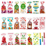 1 Bag 100Pcs 10.6x5inch Easter Theme Pattern Treat Bags, 10 Styles Rectangle OPP Plastic Treat Bags Cookie Bags for Candy Cookies Gift Packaging