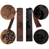 CRASPIRE 1 set Rosewood & African Blackwood Bookmarks Set, Laser Engraving, Rectangle, Sea Animals, 148x25mm, 2pcs/set