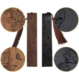 CRASPIRE 1 set Rosewood & African Blackwood Bookmarks Set, Laser Engraving, Rectangle with Flower & Skull, Mixed Patterns, 148x25mm, 2pcs/set