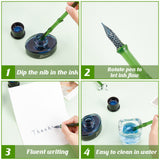 Bamboo Glass Dip Pen 2pcs Handmade Crystal Calligraphy Pen