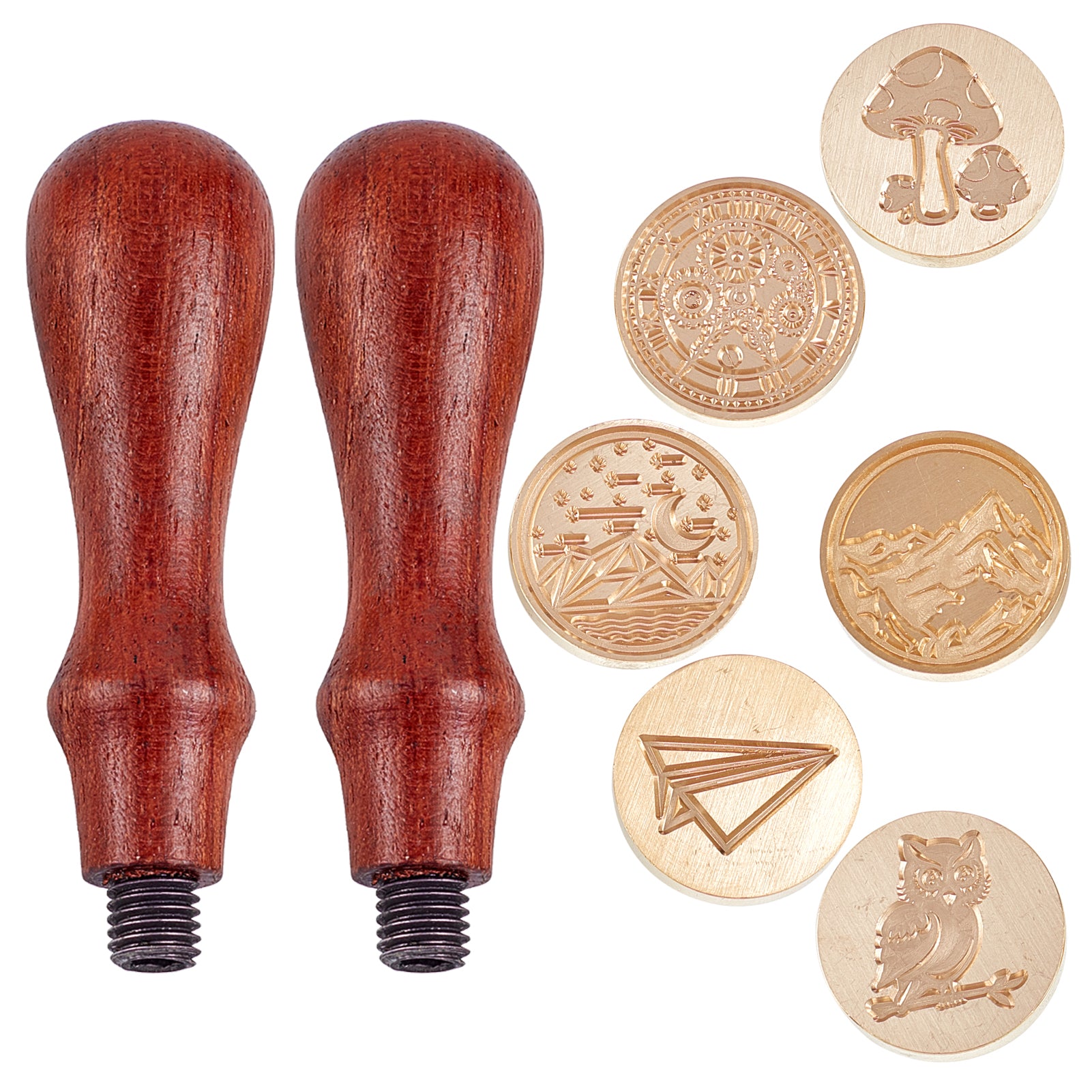 Mixed Theme Wax Seal Stamp Set(6 Heads+ 2 Handle)