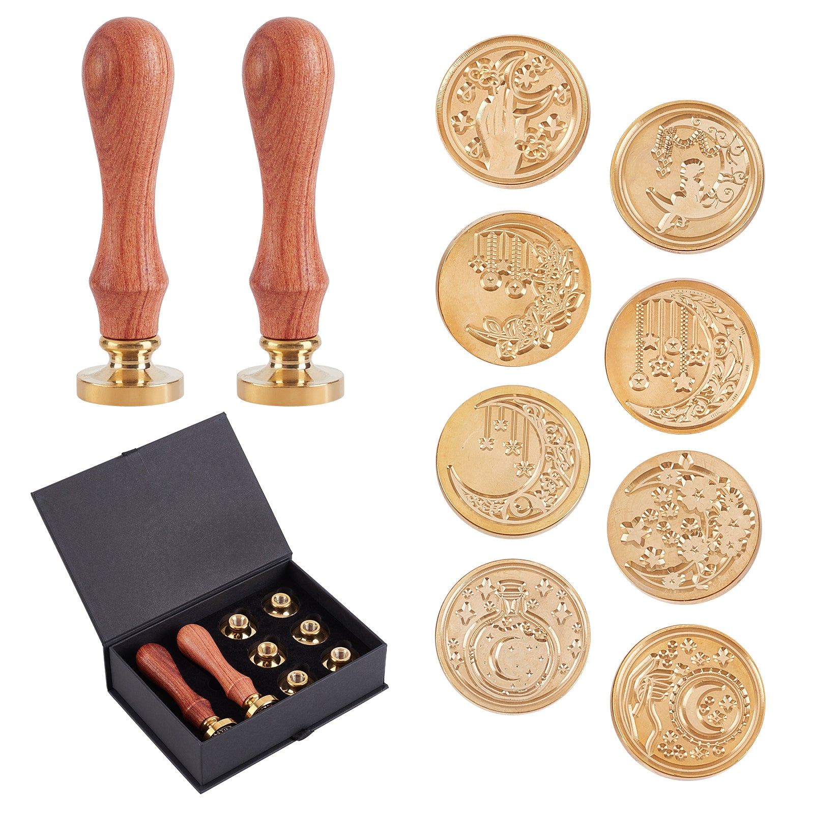 Christmas Wax Seal Stamp Set, 6pcs Sealing Wax Stamp Heads And 1pc Wooden  Handle Sealing Stamp Kit