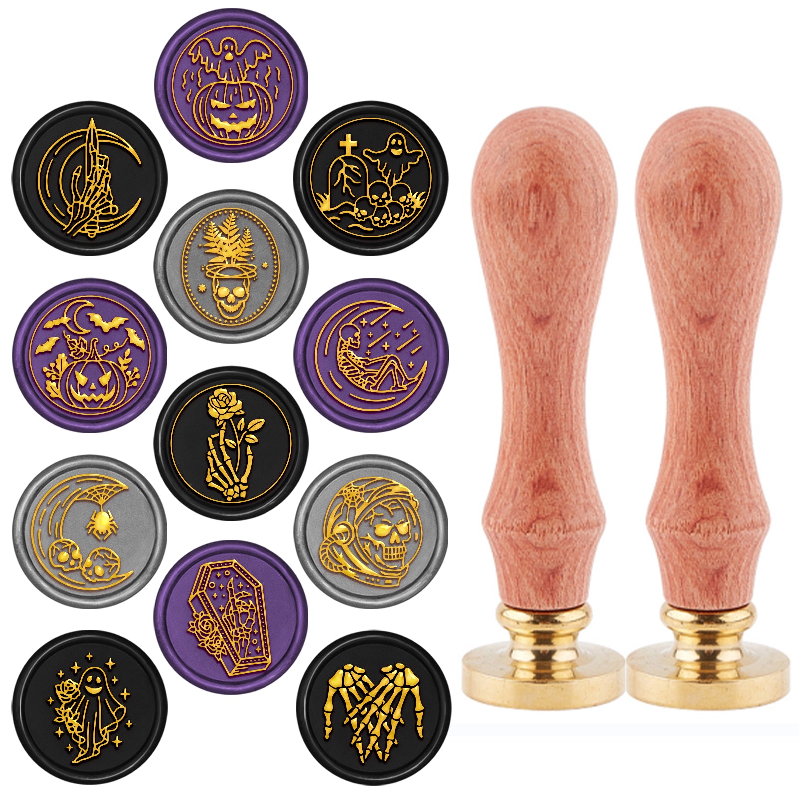 CRASPIRE 12PCS Halloween Sealing Wax Stamp Heads