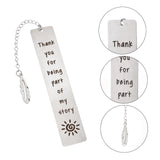 CRASPIRE 2Pcs 2 Style 201 Stainless Steel Bookmarks, Rectangle with Word & Feather Pattern, with Paper Bags, for Bookmarks Storage & Packings, Tan, 250mm