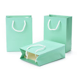 10 pc Kraft Paper Bags, with Handles, Gift Bags, Shopping Bags, Rectangle, Aquamarine, 16x12x5.9cm