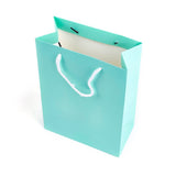 10 pc Kraft Paper Bags, with Handles, Gift Bags, Shopping Bags, Rectangle, Aquamarine, 28x20x10.1cm