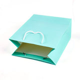10 pc Kraft Paper Bags, with Handles, Gift Bags, Shopping Bags, Rectangle, Aquamarine, 32x25x13.2cm