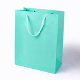 10 pc Kraft Paper Bags, with Handles, Gift Bags, Shopping Bags, Rectangle, Aquamarine, 32x25x13.2cm