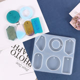 DIY Silicone Molds, Resin Casting Molds, For UV Resin, Epoxy Resin Jewelry Pendants Making, Geometric Shapes, White, 176x159x10mm, Hole: 3.5mm