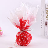 5 Bag Oriented Polypropylene(OPP) Plastic Gift Wrapping Paper, Christmas Theme, for Apple, Candy, Flat Round with Flower Pattern, Red, 58.5x0.003cm, 20pcs/bag