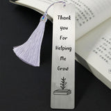 3Pcs Stainless Steel Bookmarks, Cardboard Box and Nylon Tassel Big Pendant Decorations, Stainless Steel Color, 125x26mm, 1pc/style