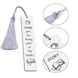 3Pcs Stainless Steel Bookmarks, Cardboard Box and Nylon Tassel Big Pendant Decorations, Stainless Steel Color, 145x30x0.5mm, Hole: 3mm