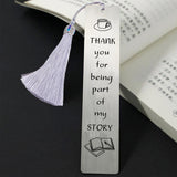 3Pcs Stainless Steel Bookmarks, Cardboard Box and Nylon Tassel Big Pendant Decorations, Stainless Steel Color, 145x30x0.5mm, Hole: 3mm