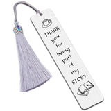 3Pcs Stainless Steel Bookmarks, Cardboard Box and Nylon Tassel Big Pendant Decorations, Stainless Steel Color, 145x30x0.5mm, Hole: 3mm