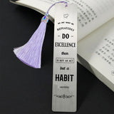 2Pcs 2 Style Stainless Steel Bookmarks, Rectangle, with Nylon Tassel Big Pendant Decorations, Stainless Steel Color, 80~125x10.5~26mm, 1pc/style