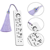 2Pcs 2 Style Stainless Steel Bookmarks, Rectangle, with Nylon Tassel Big Pendant Decorations, Stainless Steel Color, 80~125x10.5~26mm, 1pc/style