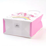 12 pc Rectangle Paper Bags, with Handles, Gift Bags, Shopping Bags, Unicorn Pattern, for Baby Shower Party, Pink, 27x21x11cm