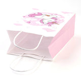 12 pc Rectangle Paper Bags, with Handles, Gift Bags, Shopping Bags, Unicorn Pattern, for Baby Shower Party, Plum, 27x21x11cm