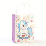 12 pc Rectangle Paper Bags, with Handles, Gift Bags, Shopping Bags, Unicorn Pattern, for Baby Shower Party, Flamingo, 21x15x8cm