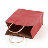 12 pc Pure Color Kraft Paper Bags, with Handles, Gift Bags, Shopping Bags, Rectangle, FireBrick, 21x15x8cm