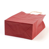12 pc Pure Color Kraft Paper Bags, with Handles, Gift Bags, Shopping Bags, Rectangle, FireBrick, 21x15x8cm