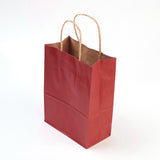 12 pc Pure Color Kraft Paper Bags, with Handles, Gift Bags, Shopping Bags, Rectangle, FireBrick, 21x15x8cm