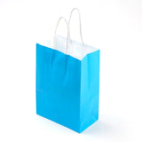 12 pc Pure Color Kraft Paper Bags, Gift Bags, Shopping Bags, with Paper Twine Handles, Rectangle, Dodger Blue, 15x11x6cm