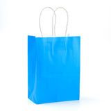 12 pc Pure Color Kraft Paper Bags, Gift Bags, Shopping Bags, with Paper Twine Handles, Rectangle, Dodger Blue, 15x11x6cm