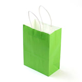 12 pc Pure Color Kraft Paper Bags, Gift Bags, Shopping Bags, with Paper Twine Handles, Rectangle, Lawn Green, 15x11x6cm
