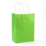 12 pc Pure Color Kraft Paper Bags, Gift Bags, Shopping Bags, with Paper Twine Handles, Rectangle, Lawn Green, 15x11x6cm