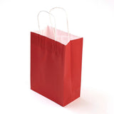 12 pc Pure Color Kraft Paper Bags, Gift Bags, Shopping Bags, with Paper Twine Handles, Rectangle, Red, 15x11x6cm