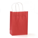 12 pc Pure Color Kraft Paper Bags, Gift Bags, Shopping Bags, with Paper Twine Handles, Rectangle, Red, 15x11x6cm