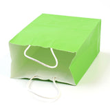 10 pc Pure Color Kraft Paper Bags, Gift Bags, Shopping Bags, with Paper Twine Handles, Rectangle, Lawn Green, 21x15x8cm