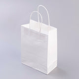 12 pc Pure Color Kraft Paper Bags, Gift Bags, Shopping Bags, with Paper Twine Handles, Rectangle, White, 27x21x11cm