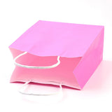 12 pc Pure Color Kraft Paper Bags, Gift Bags, Shopping Bags, with Paper Twine Handles, Rectangle, Hot Pink, 33x26x12cm