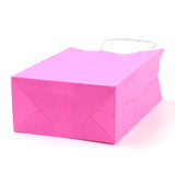 12 pc Pure Color Kraft Paper Bags, Gift Bags, Shopping Bags, with Paper Twine Handles, Rectangle, Hot Pink, 33x26x12cm