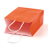 12 pc Pure Color Kraft Paper Bags, Gift Bags, Shopping Bags, with Paper Twine Handles, Rectangle, Orange Red, 33x26x12cm