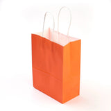 12 pc Pure Color Kraft Paper Bags, Gift Bags, Shopping Bags, with Paper Twine Handles, Rectangle, Orange Red, 33x26x12cm