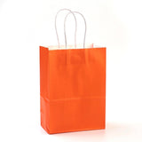 12 pc Pure Color Kraft Paper Bags, Gift Bags, Shopping Bags, with Paper Twine Handles, Rectangle, Orange Red, 33x26x12cm