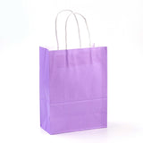 12 pc Pure Color Kraft Paper Bags, Gift Bags, Shopping Bags, with Paper Twine Handles, Rectangle, Medium Purple, 33x26x12cm