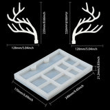 Antler Tree Jewelry Display Silicone Molds, 2ml Disposable Plastic Dropper, 100ml Measuring Cup Silicone Glue Tools, Birch Wooden Craft Ice Cream Sticks and Silicone Stirring Bowl, White, 150x2.5~12mm