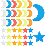Craspire 8 Sets 2 Style Star & Moon PET Safety Reflector Strips Adhesive Stickers, Auto Accessories, Mixed Color, 6pcs/set, 4 sets/style