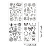 Craspire 4 Sets 4 Style TPR Stamps, with Acrylic Board, for Imprinting Metal, Plastic, Wood, Leather, Mixed Patterns, 16x11cm, 1 set/style