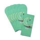 10 Bag Paper Envelopes, Rectangle with Eid Mubarak Word, Medium Aquamarine, 220x80x0.5mm, Usable: 180x80mm, 6pcs/bag