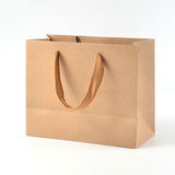 10 pc Rectangle Kraft Paper Bags, Gift Bags, Shopping Bags, Brown Paper Bag, with Nylon Cord Handles, BurlyWood, 40x28x12cm