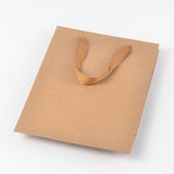 10 pc Rectangle Kraft Paper Bags with Handle, Retail Shopping Bag, Brown Paper Bag, Merchandise Bag, Gift, Party Bag, with Nylon Cord Handles, BurlyWood, 16x12x5.7cm